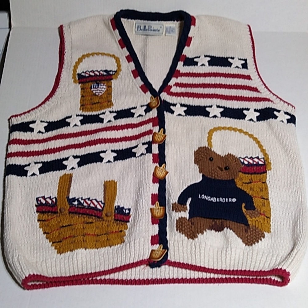 Belle pointe Longaberger Cardigan Sweater Vest Women Size 1X